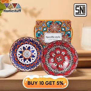 [Spesial Bulan Ini]HOMESTUFF Mangkok Keramik Bohemia Isi 2 & Box Estetik Kado Souvenir Nikah SNI Premium Tebal Anti Luntur Microwave & Dishwasher Safe Set