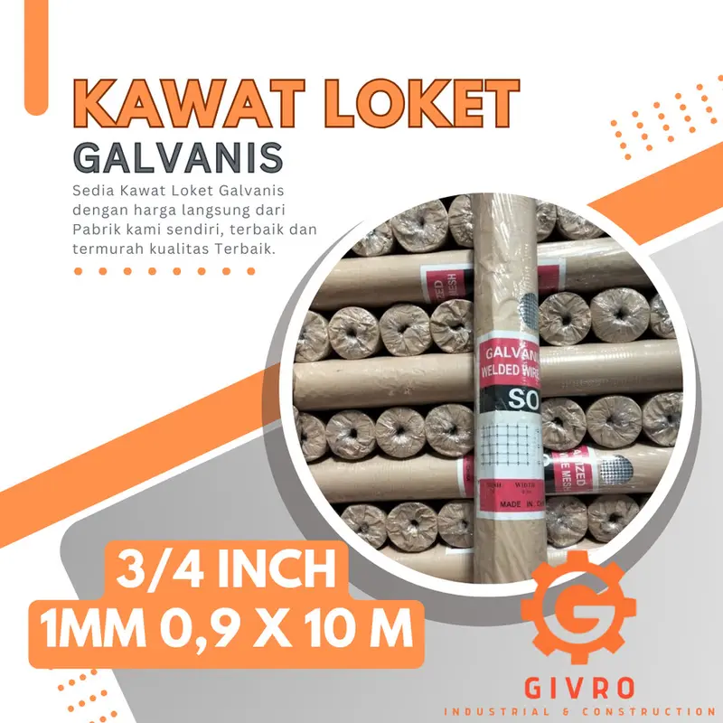 Kawat Loket Galvanis 3/4 Inch | Kawat Loket 1 MM 0,9 x 10 m | Kawat Loket Kandang 2