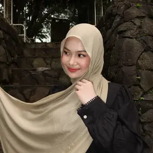 Pashmina Viscose Highlight Khaki Textured Hijab by Kyta scarf Elegan Nyaman