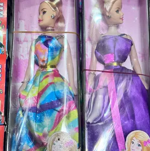 Barbie Boneka Cantik dengan Gaun Warna-warni dan Ungu Cocok untuk Mainan Anak-anak