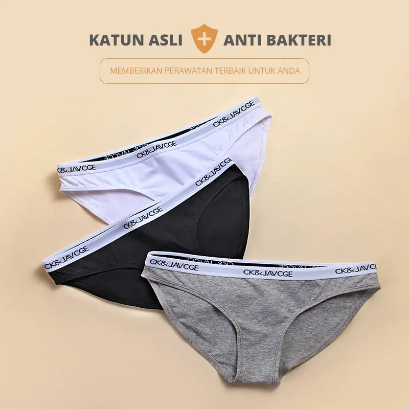 Celana Dalam Wanita Mode Kelas Atas Baru Pakaian Dalam Mulus Pinggang Tengah Seksi Modal Wanita Katun Hitam Dewasa