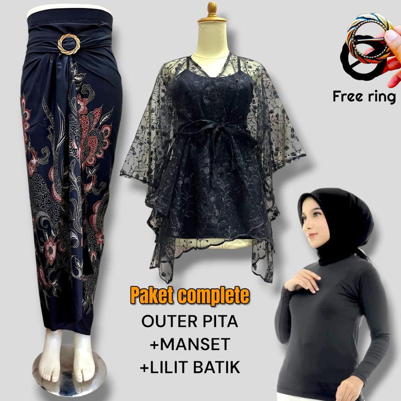 Outfit Atasan Fashion Satu Set Outer brokat cape Brokat Crop Kondangan Pesta Brokat seragam Bridesmaid Terbaru 2024-2025 1