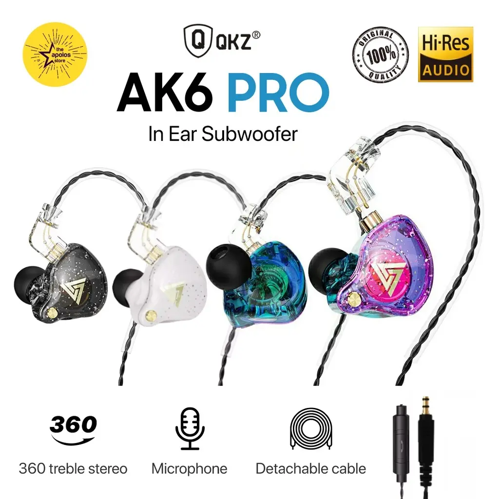 original Bass Microphone QKZ AK6 PRO Sport Earphone with Mic Detachable Cable original Bass Microphone