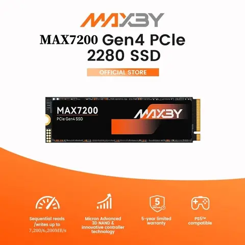 Ổ Cứng SSD MAXBY PCIe 1TB 512GB M.2 NVMe Đọc:7200 MB/s - Ghi: 6200 MB/s Bảo hành 5 năm