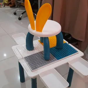 Multifungsi Meja Bangunan Aktivitas Anak Blok Bangunan Besar Kompatibel Pendidikan Anak Meja Blok Besar Hadiah Mainan Plastik Table