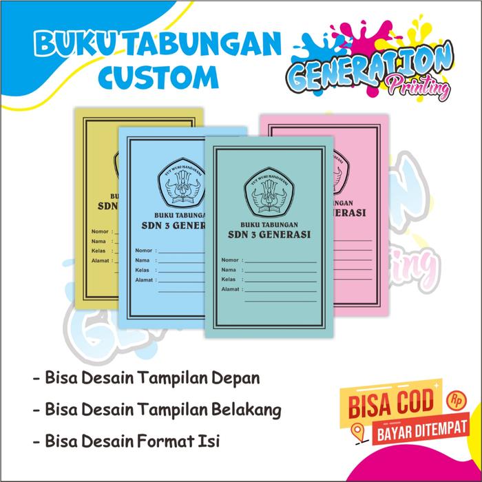 Gambar BUKU TABUNGAN CUSTOM DESAIN NAMA SEKOLAH/ NAMA USAHA/ NAMA SENDIRI GENERATION PRINTING - BIRU dari Generation Printing Kab. Tasikmalaya Tokopedia