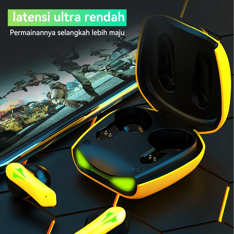 【COD】Gaming Wireless Headset Bluetooth 5.4 TWS GM08 Bumblebee Earbuds Hi-Fi Stereo No Delay Black Yellow Earphones Headphones 4