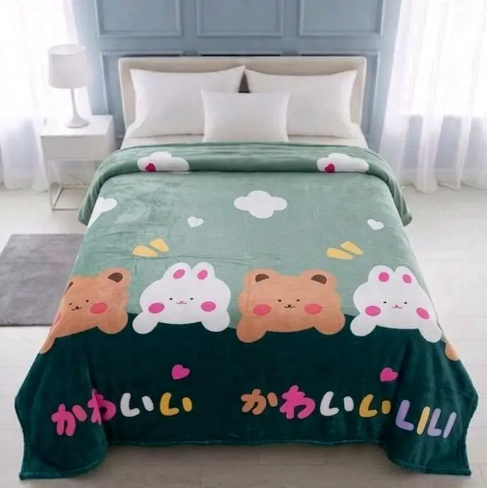 Selimut Bulu Halus Karakter Anak Cowok dan Cewek Ukuran 120x200 Bahan Lembut Motif Lucu untuk Anak-anak