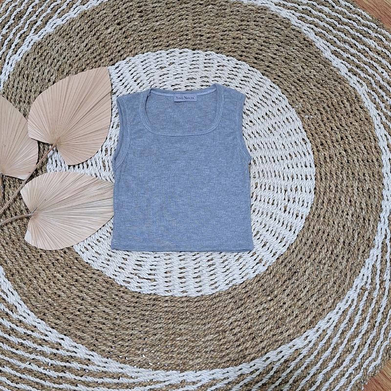 [tanktop 1 an U neck knit] NATA tanktop U knit basic Atasan Wanita Crop Rib 7