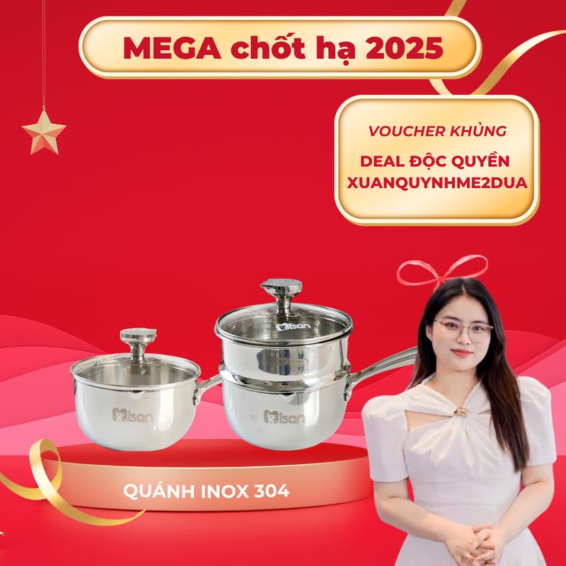   Misan  Quánh Inox 304 Đúc Nguyên Khối Kitty The Chef Có Chia Vạch Nắp Thủy Tinh Cao Cấp Phù Hợp Mọi Loại Bếp 