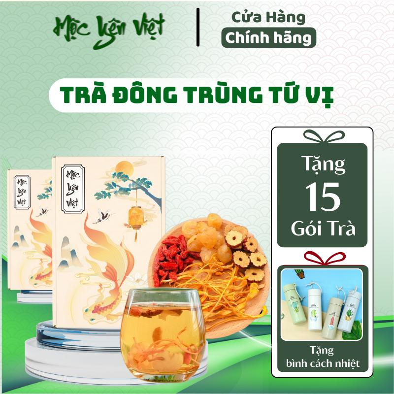 [Hộp 45 Gói Và Bình Cách Nhiệt] Trà Đông Trùng Tứ Vị 30 Gói Nguyên Liệu Kỷ Tử Long Nhãn Táo Đỏ Nấm Đông Trùng - Mộc Yên Việt