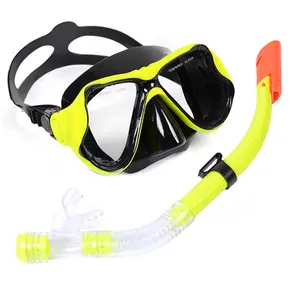 Kacamata snorkeling, kacamata selam scuba gelas tempered - hitam 2518pvc kacamata menyelam + snorkel 307 Air Renang