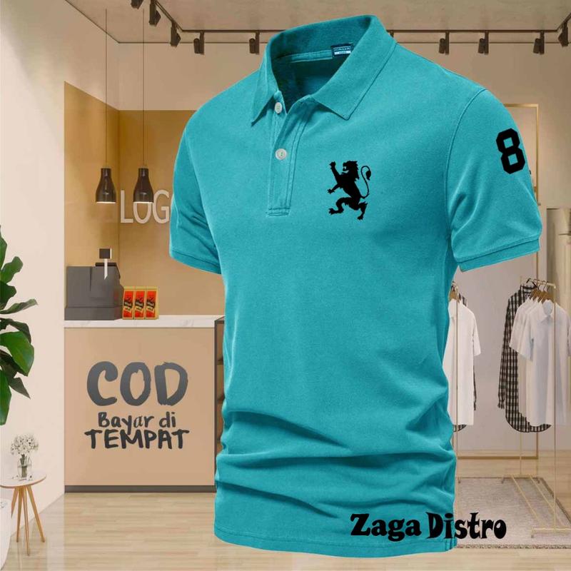 COD T-shrit POLO kerah Singa 8 Text Hitam Kaos Kerah Dewasa Shirt / Kaos Wangki Pria Polo / Kaos Seragam 7