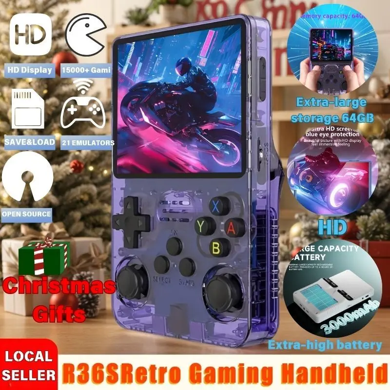 Game Console Mini R36S Retro Handheld Video Game Console Linux System 3.5 inch IPS Screen Portable Handheld Game Console gaming  arcade  machines