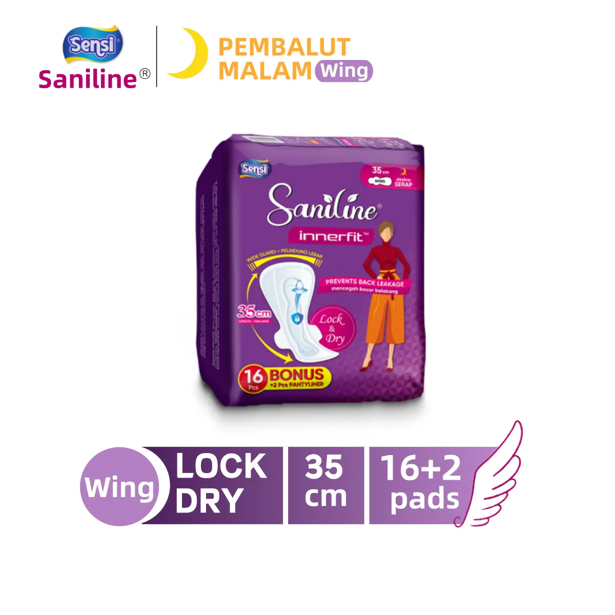 Penggunaan malam hari-35cm/16+2 pads