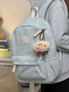 Tas Mewah Tas Ransel Rajut Wanita Include Gantungan Boneka Cute  K0603 Backpack Kuliah Sekolah