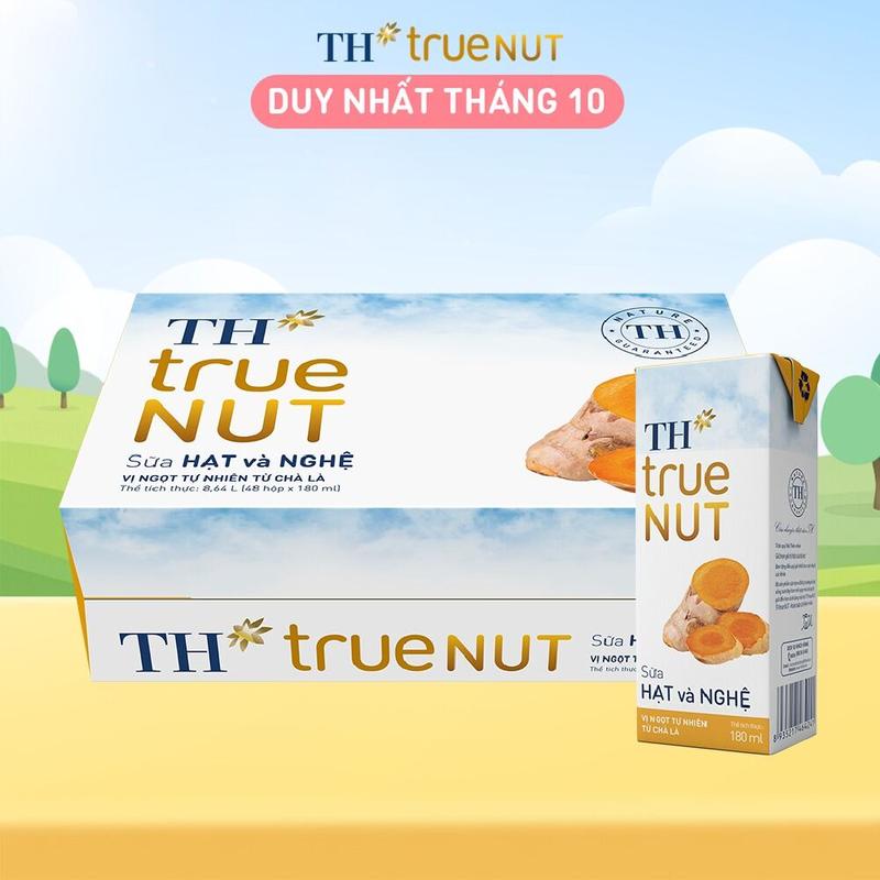 Thùng 48 hộp sữa hạt và nghệ TH true NUT 180 ml (180 ml x 48)
