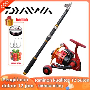 Set Pancing Daiwa Komplit | Telescopic Fishing Rod 2.1-3.6m + Reel 1000-7000 | Paket Pancingan Lengkap untuk Laut & Pantai