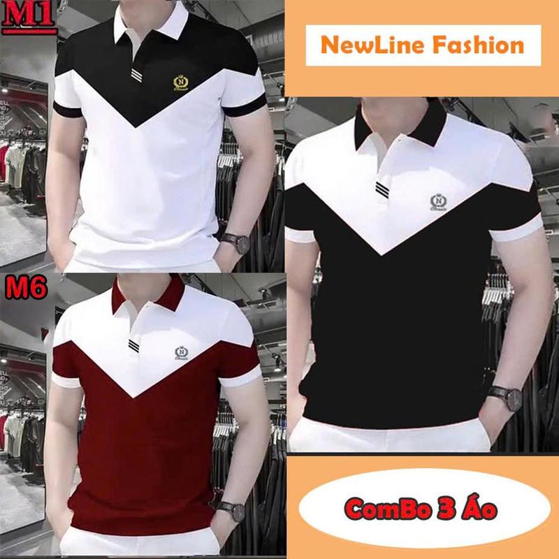 [ComBo 2-3 Áo] Thun polo phối cổ tim thể thao trẻ trung sang trọng chất thun co dãn thoáng mát Nam Menswear