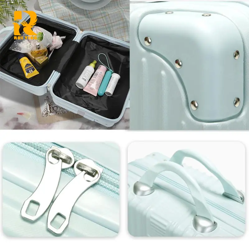 【RUIYING66 Koper.club】A916 Koper murah, tas kosmetik portabel, modis, tas penyimpanan perjalanan, koper untuk gadis, perlengkapan perjalanan wajib, ukuran 12/14/inci. tas make up koper mini lucu Kabin pouch  kosmetik Kantong 4