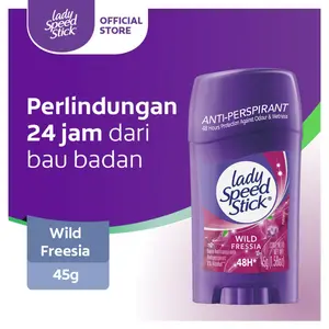 Lady Speed Stick Wild Freesia 45gr Anti-Perspirant for Women Deodoran Wanita Melindungi Dari Bau Badan, Mengurangi Bau Keringat, Perlindungan 24 Jam Dari Bau Badan, Perawatan Badan 45g All Pack
