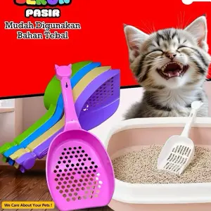 Serok pasir lubang bulat lebih mudah di gunakan dengan gagang karakter kepala kucing