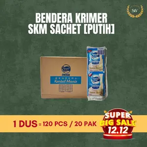 BENDERA KRIMER SACHET bendera kental manis KRIMER / COKELAT PER KARTON ISI 20 PAK (120 SACHETS)