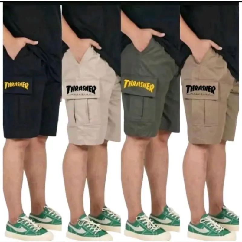 Promo 100 Ribu Dapat 4 Celana Pendek Cargo Casual Pria Shorts Bordir Kantong Tebal Nyaman 1