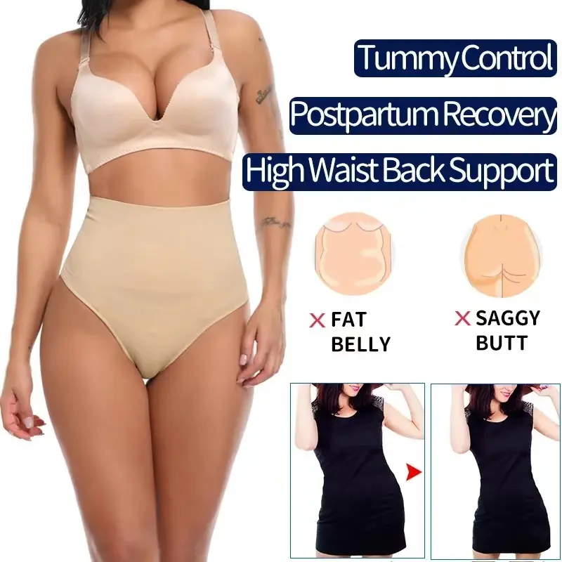 KLAME XS-3XL Women‘s High Waist Control Panties Breathable Comfort Elastic Intimates Shapewear Thongs Female Tummy Control Panty Postpartum Shaping Panties Underwear YML503