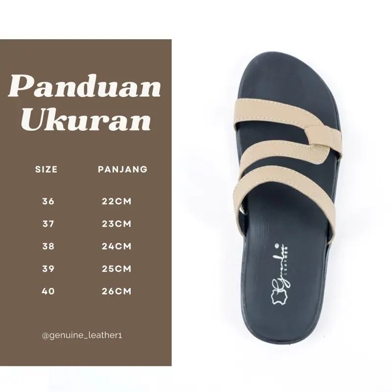 Genuine Leather - Sandal Teplek Wanita Kulit Sapi Silsila Series Flat 6
