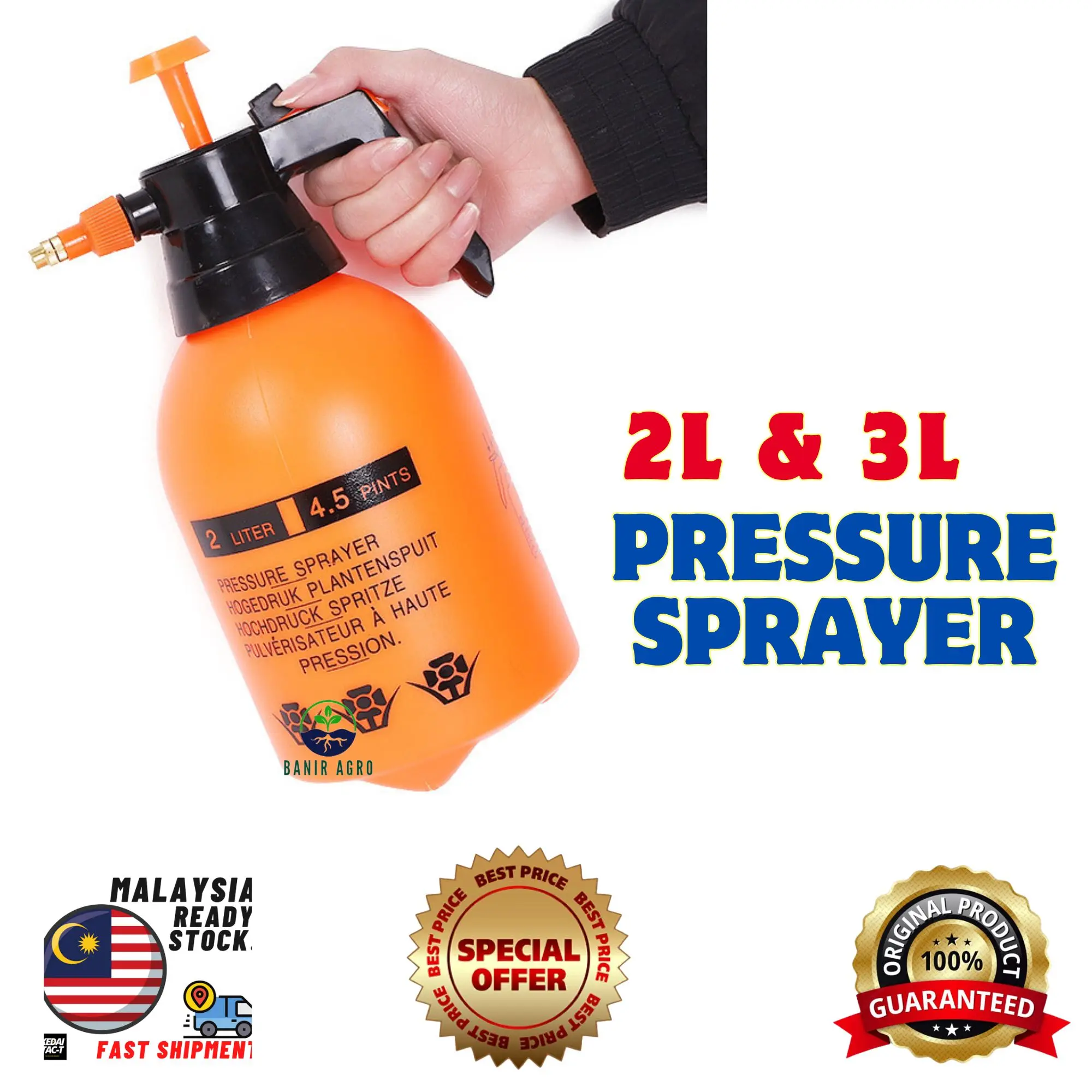 2L&3L Multi-Purpose Pressure Sprayer Pump Hand Pump Sprayer / Botol Penyembur Pam Tangan Garden Home
