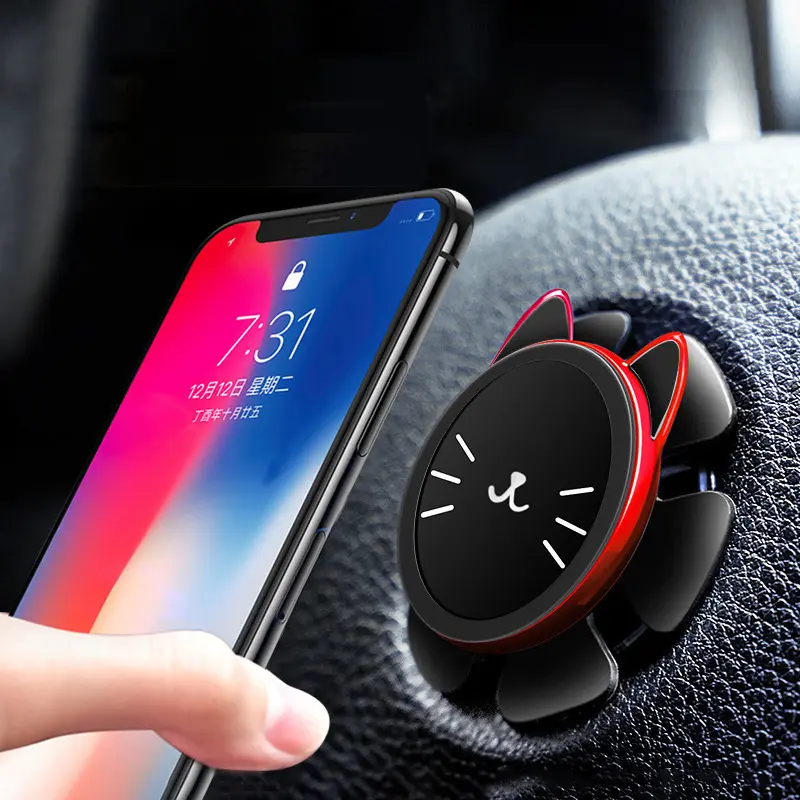 Giá Chân Đế Vô Lăng Ô Tô, Con Quay Hồi Chuyển Trọng Lực, Thiết Kế Mèo May Mắn, Đa Năng, Có Cốc Hút, Giá Đỡ Điện Thoại Di Động, 1 Cái, Điều Hướng Ô Tô Phụ Tùng Nội Thất 1