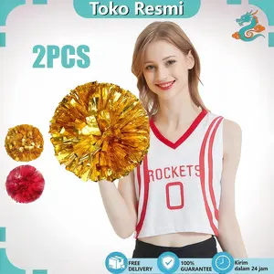 2pcs Pom Pom Cheerleader Pompom Nari Cheerleader Bola Bunga Cheerleader Pom Pom Pemandu Sorak