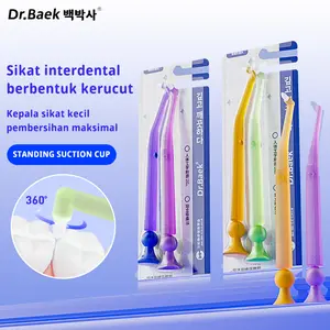 Dr.Baek  Sikat Interdental Kerucut 5mm – Bersihkan Sela Gigi Sempit, Bulu 0,12mm Lembut Elastis, Leher 135°, Standing Suction Cup, 1 Kartu Isi 2 – Pembersihan Presisi 360°! - Cepat, Halus