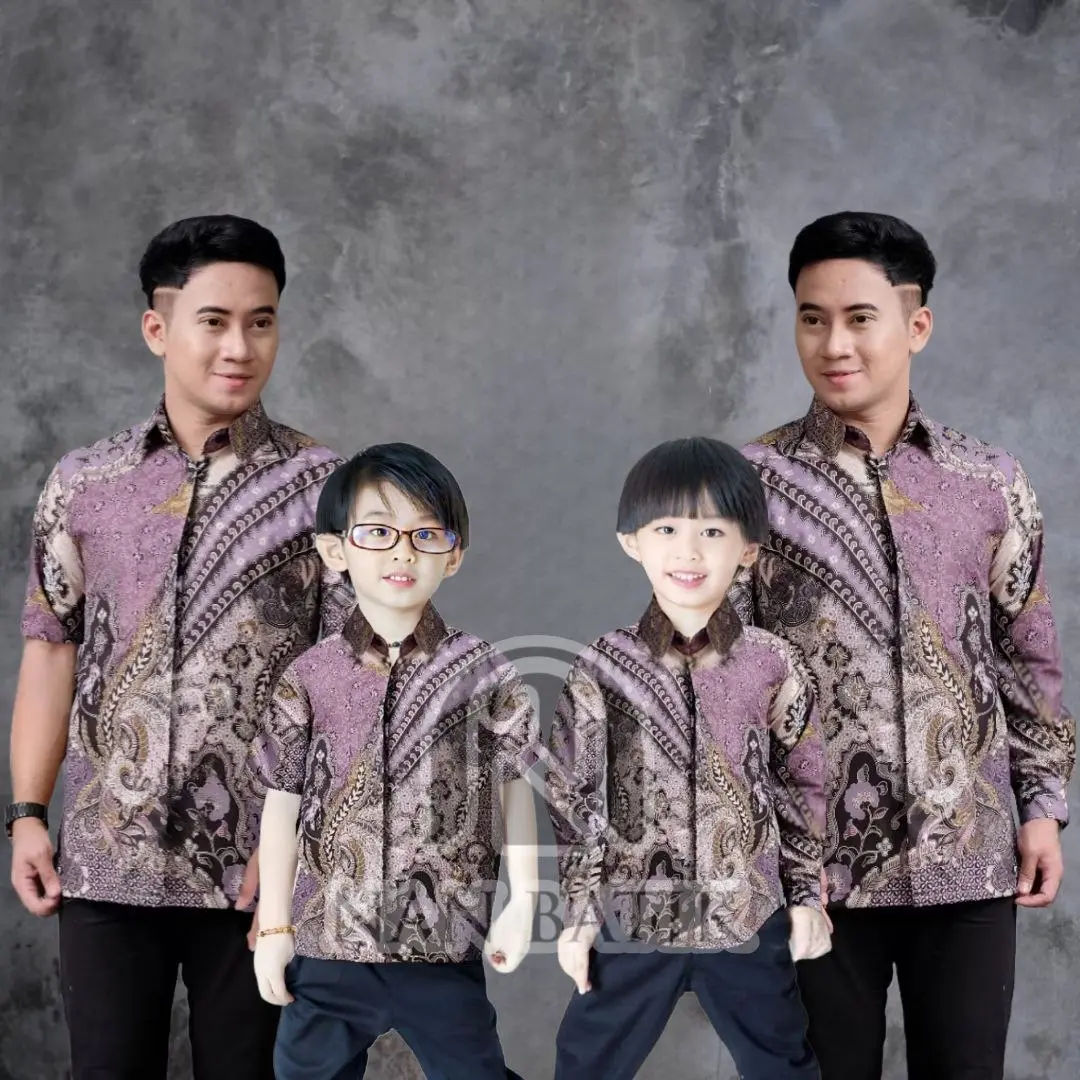TERBARU KEMEJA BATIK PRIA GENDIZ UNGU Burgundy KEMEJA batik ayah dan KEMEJA Batik anak cowok
