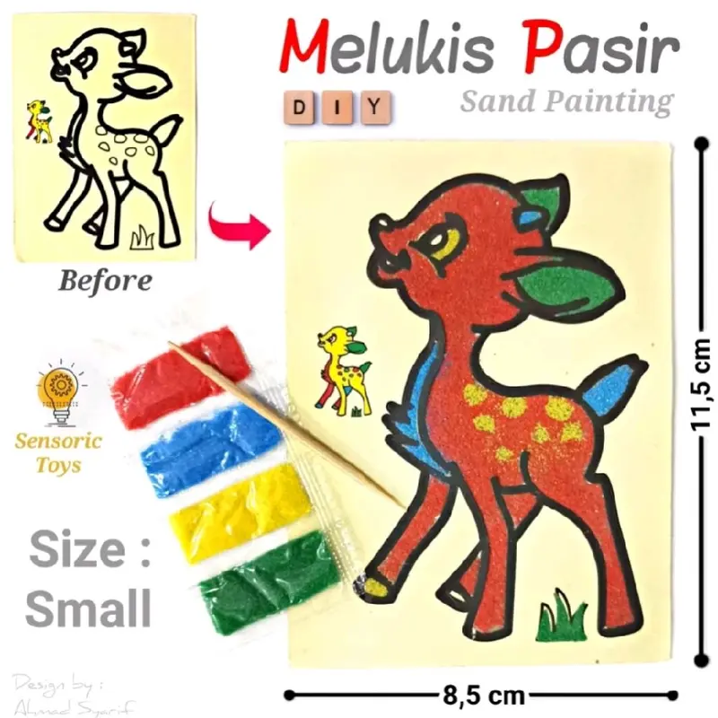 PAKET 10pcs MELUKIS PASIR SMALL 11,5x8,5cm MAINAN MEWARNAI LUKIS PASIR 4