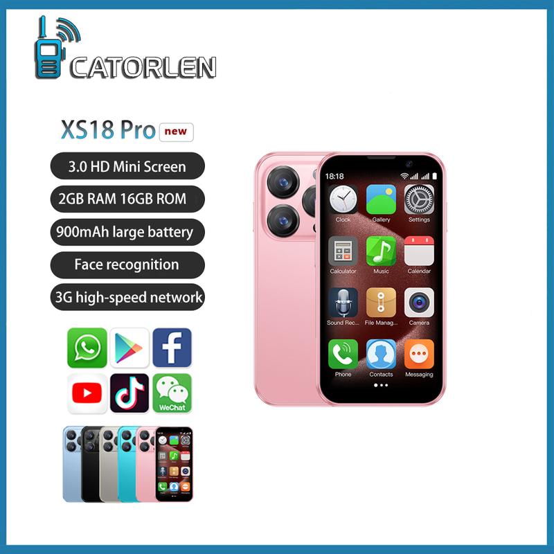 Điện thoại thông minh mini CATORLEN XS18 Pro 3.0 inch RAM 2GB ROM 16GB Hệ điều hành Android 9.0 Nhận dạng khuôn mặt Camera kép phía trước và phía sau SIM kép Mạng 3G