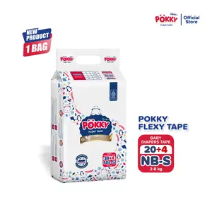 POPOK PEREKAT POKKY FLEXY TAPE FOR NEW BORN-S ISI 20+4 | Popok Perekat Newborn Popok Lembut untuk Bayi Baru Lahir Diapers