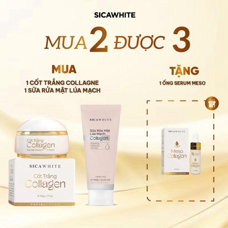 Combo 1 kem cốt trắng collagen 20gr 1 sữa rửa mặt lúa mạch collagen 70ml tặng 1 serum meso 5ml Skincare Massage