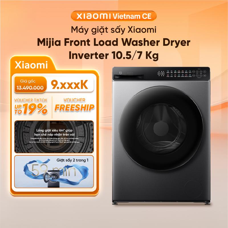 Máy giặt sấy Xiaomi Mijia Front Load Washer Dryer Inverter 10.5/7 Kg WD105MJA10VN - Điều khiển cảm ứng - Lồng giặt lớn