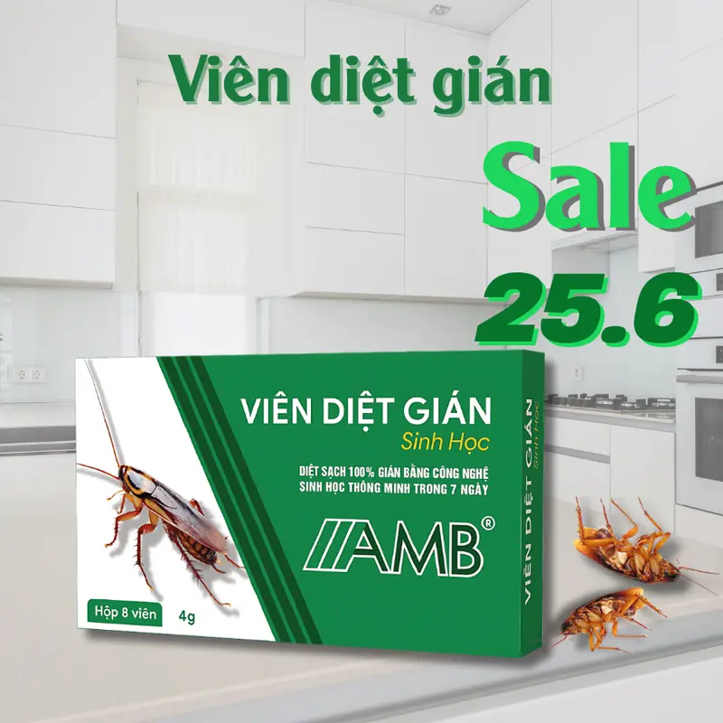 Viên trị gián sinh học AMB, Viện Hàn lâm khoa học Việt Nam, diệt tận gốc tất cả các loại gián, hiệu quả, an toàn Nhang xịtổgián Household Cleaners vien  xa 0