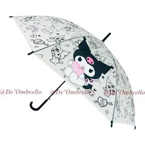 (005PP)Payung PVC 8 Sisi Motif Sanrio Karakter Mix Lucu Dasar Doff/Payung Gantung Gagang Tongkat