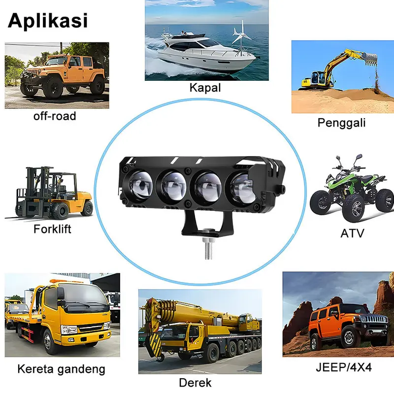 12V / 24V Lampu Sorot Tembak Mobil Lampu LED Tembak Sorot D3 SQL Lampu Tembak Sorot LED Laser 3 Mata 4 Mata 80 Watt 2 Warna Putih Kuning Car Kendaraan 5