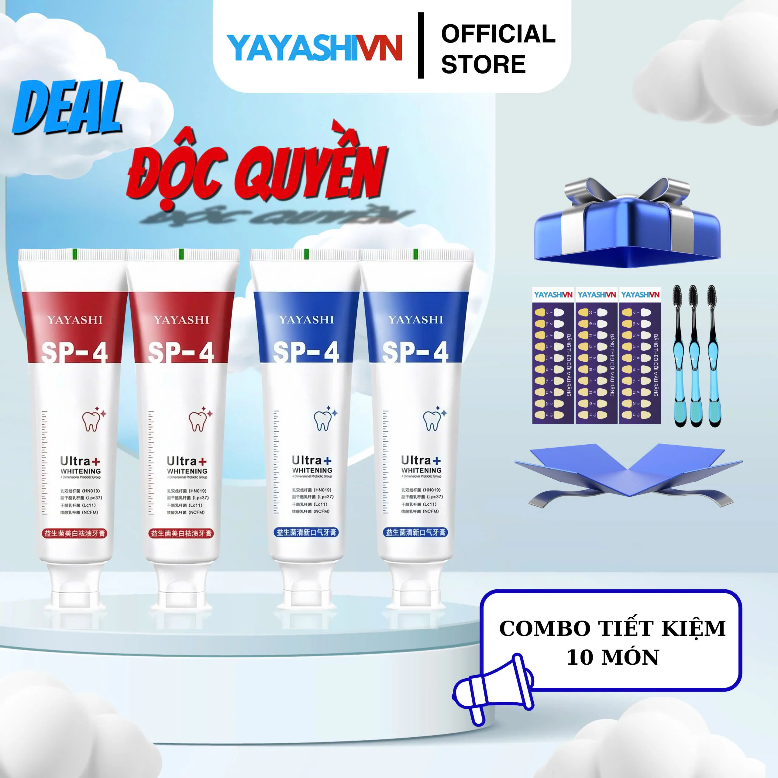 [COMBO 10 MÓN TIẾT KIỆM] MUA 2 TẶNG 2 KEM ĐÁNH RĂNG YAYASHI SP4 HỖ TRỢ GIẢM HÔI MIỆNG HỖ TRỢ Trắng Răng YAYASHIVN BEAUTY