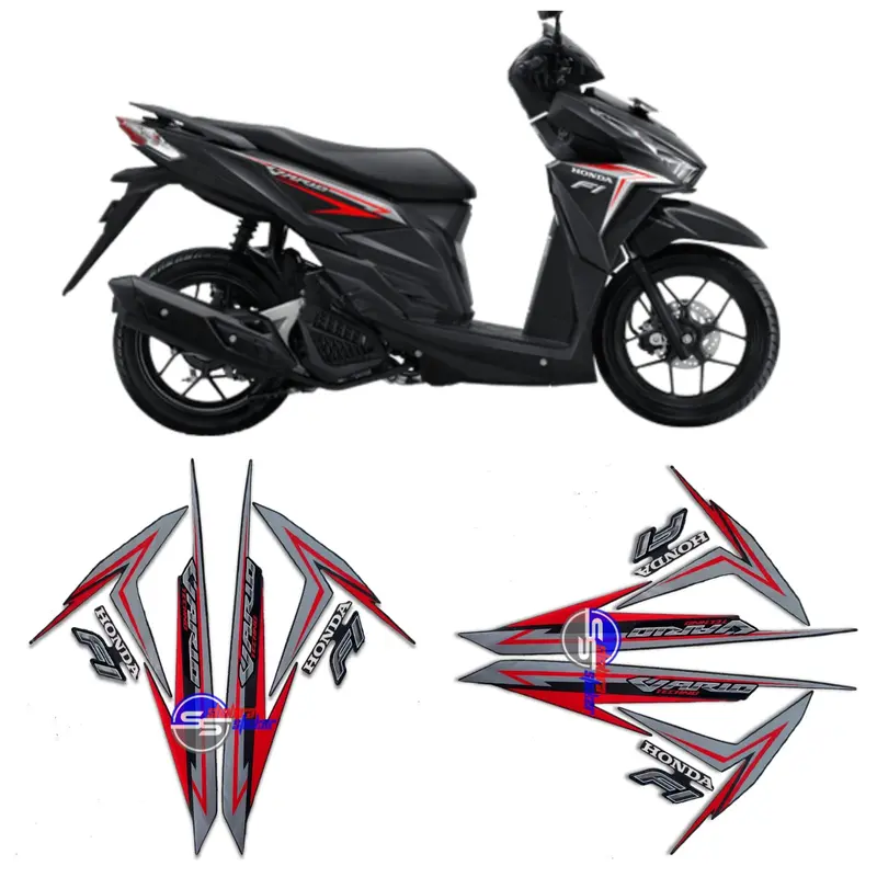 Striping Stiker Motor Honda Vario Led Old 125 Fi 2016 2017 Hitam Fullset Motorcycle 0