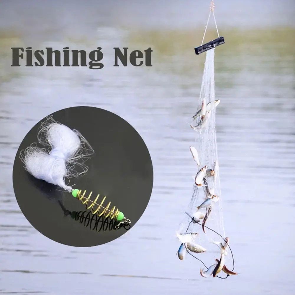 High Quality Thread Net Fishing Net High-carbon Steel Blue Green Net Tackle Luminous Bead Fishing Traps Ice Fishing