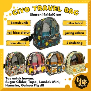 Yopetoys Ciyo Bag Sugar Glider / Travel Pouch Sugar Glider Tas Sugar Glider Transparan / Tas Bonding Pouch Oval
