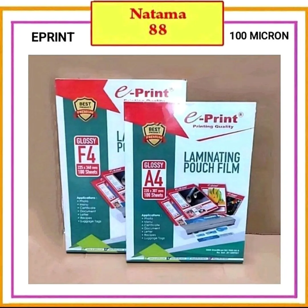 1 Pak Plastik Laminating A4 / F4 Isi 100 Lembar EPRINT ( Packing Aman )