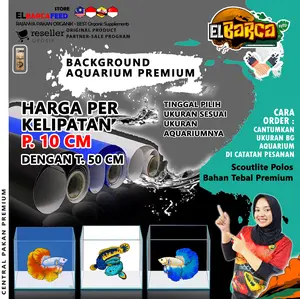 Elbarcafeed BACKGROUND AQUARIUM khusus Sticker Skotlet Bahan Tebal Premium - Stiker Laang Aquarium Tahan Air & Tahan Lama Terlaris Termurahtar Belak