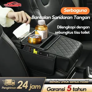【12.12 Obral Super】AutoGlide Universal Bantal Armrest Pad Mobil Kotak Tisu Mobil Tempat Botol 4 In 1 , kotak penyimpanan mobil, tempat gelas gandatal peninggi kotak sandaran tangan, bantal sandaran tangan kulit, kotak sandaran tangan Car
